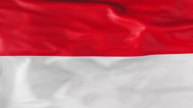 The flag of Indonesia is slowly fluttering in the wind. Animation 3d
