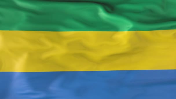 Flag Gabon Slowly Fluttering Wind Animation — стоковое видео