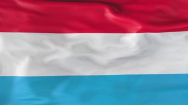 The flag of Luxembourg is slowly fluttering in the wind. Animation 3d