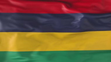 The flag of Mauritius is slowly fluttering in the wind. Animation 3d