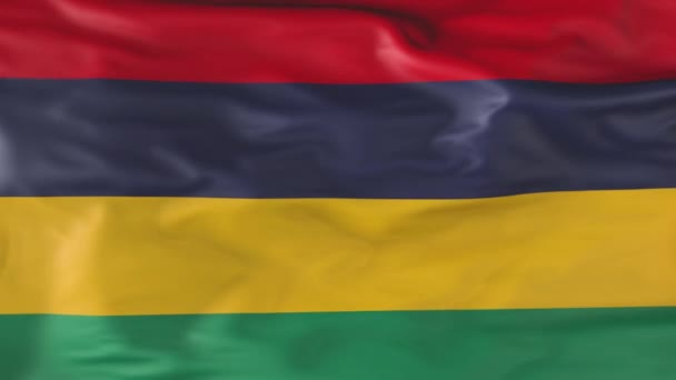 Flag Mauritius Slowly Fluttering Wind Animation — Vídeo de stock