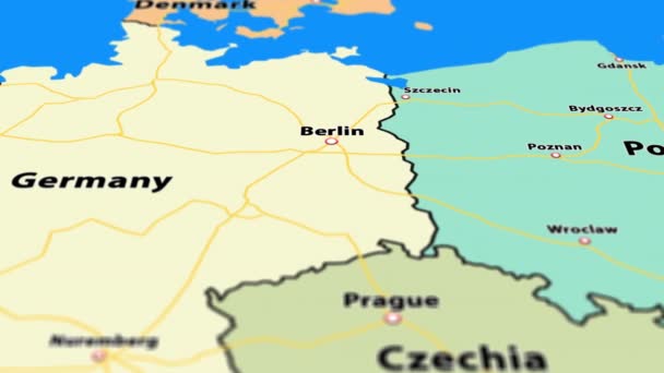 Mapa Polski Flagą Kraju Machającą Wietrze Animacja — Wideo stockowe