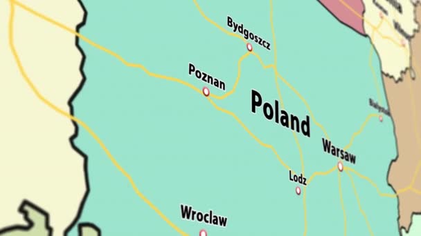 Polen Landkarte Mit Länderflagge Die Wind Weht Animation — Stockvideo
