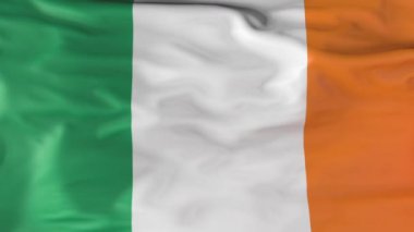 The flag of Ireland is slowly fluttering in the wind. Animation 3d