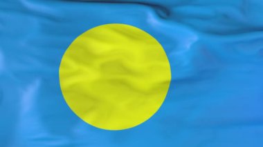 The flag of Palau is slowly waving in the wind. Animation 3d