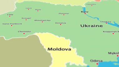 Sınır ve Şehirleri 3B Canlandırmalı Ukrayna Haritası