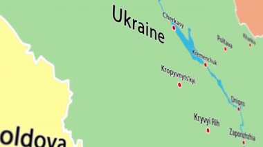 Sınır ve Şehirleri 3B Canlandırmalı Ukrayna Haritası