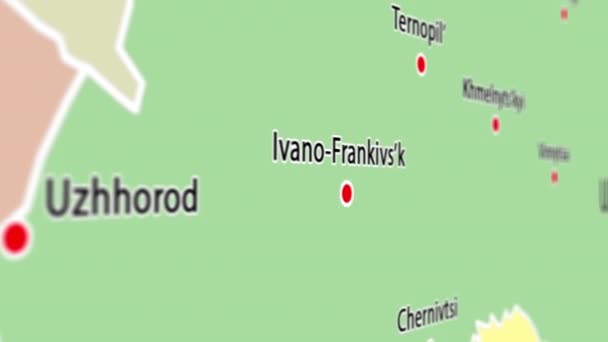 Mapa Ucrania Con Fronteras Ciudades Animación — Vídeo de stock