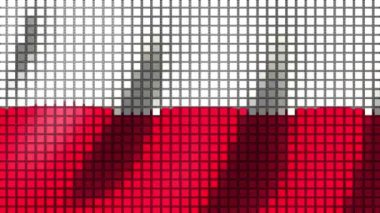 The background of the colors of the Flag of Poland made of cubes flutters in the Wind. Seamless Animation 3D