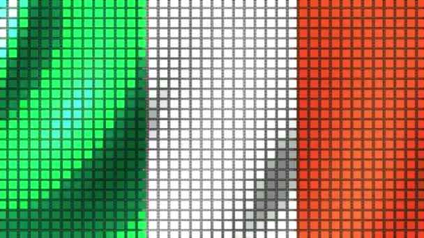 Background Colors Flag Ireland Made Cubes Flutters Wind Seamless Animation — Vídeo de stock