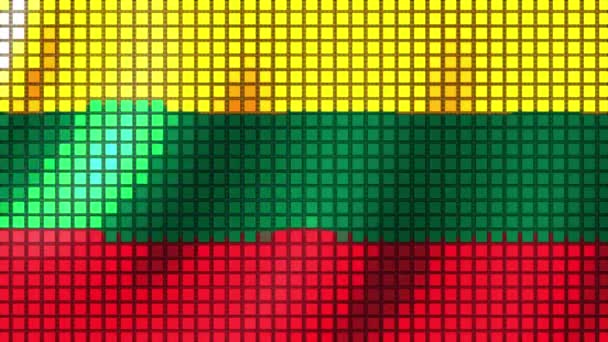 Background Colors Flag Lithuania Made Cubes Flutters Wind Seamless Animation — Vídeo de Stock