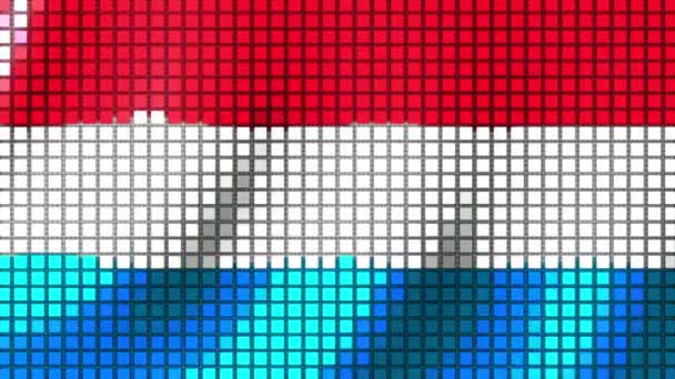 Фоне Цветов Флага Люксембурга Кубиков Развевается Ветер Seamless Animation — стоковое видео