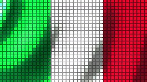 Background Colors Flag Italy Made Cubes Flutters Wind Seamless Animation — Video Stock