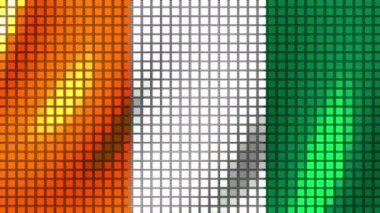 A background of Ivory Coast Flag colored cubes flutters in the Wind. Seamless Animation 3D