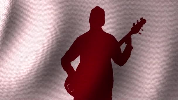 Bass Guitarist Musician Silhouette Background Pixel Art Animation — Stock video