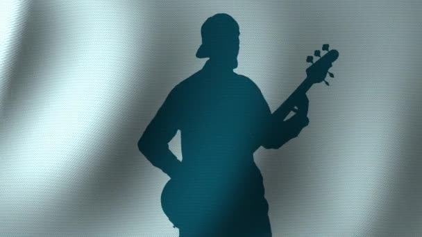 Bass Guitarist Musician Silhouette Background Pixel Art Animation — Video
