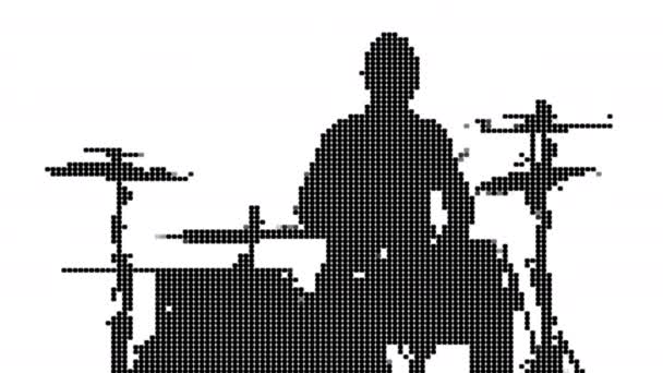 Pixel Art Musician Drummer Silhouette Background Animation — Vídeo de Stock