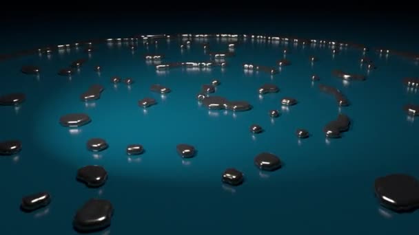 Меркурий Падает Поверхность Распространяется Шарами Анимация — стоковое видео