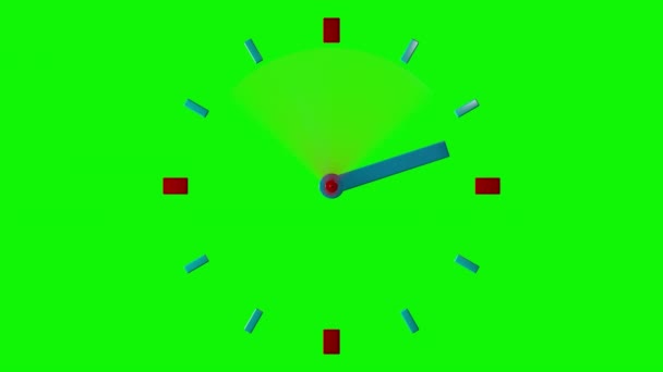 Анимационные Синие Настенные Часы Animation Timelapse Зеленый Фон — стоковое видео