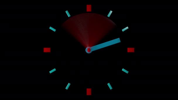 Анимационные Синие Настенные Часы Animation Timelapse Чёрный Фон — стоковое видео