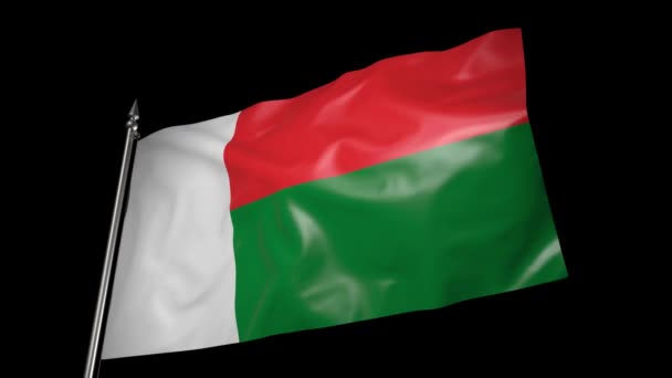 Σημαία Της Μαδαγασκάρης Κυματίζει Στον Άνεμο Animation Κανάλι Άλφα — Αρχείο Βίντεο