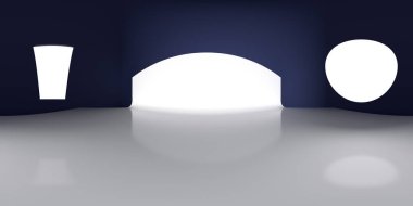 360 degree panorama studio map with reflections 3d render illustration hdri hdr vr virtual reality 8K