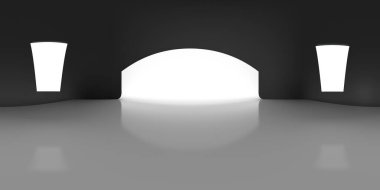 360 degree panorama studio map with reflections 3d render illustration hdri hdr vr virtual reality 8K