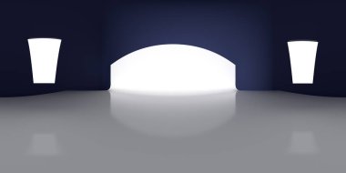 360 degree panorama studio map with reflections 3d render illustration hdri hdr vr virtual reality 8K