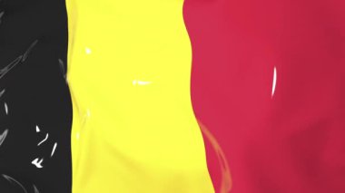 Belçika bayrağı yavaşça rüzgarda dalgalanıyor. Canlandırma 3d