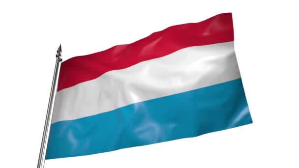Bandiera Del Lussemburgo Sventola Nel Vento Pennone Metallo Animazione Sfondo — Video Stock
