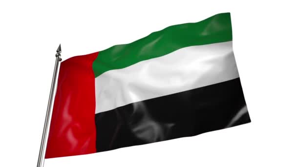 Vlag Van Verenigde Arabische Emiraten Wappert Een Metalen Vlaggenmast Wind — Stockvideo