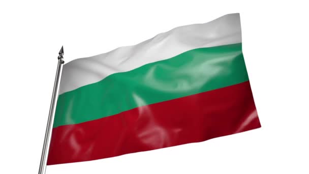 Bandera Bulgaria Asta Bandera Metal Ondea Viento Animación Sobre Fondo — Vídeos de Stock