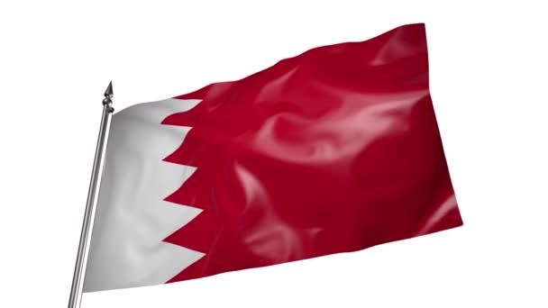 Bandiera Del Bahrein Pennone Metallo Sventola Nel Vento Animazione Sfondo — Video Stock