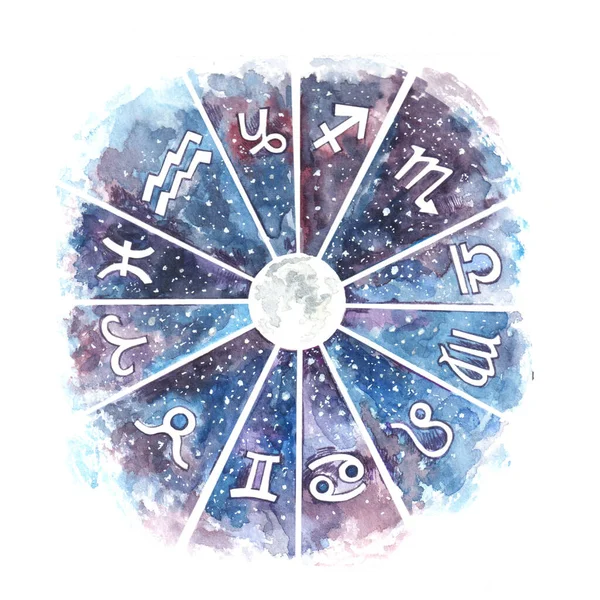 暗い星空サークルの水盤手描きイラストの占星術の看板のコンセプト — ストック写真