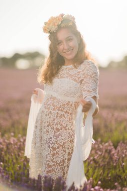 Rahatlamak için mor ve mor aromatik ilaç esansı. Guadalajara Brihuega 'da gündoğumu çiçekleri, Castilla la la mancha 