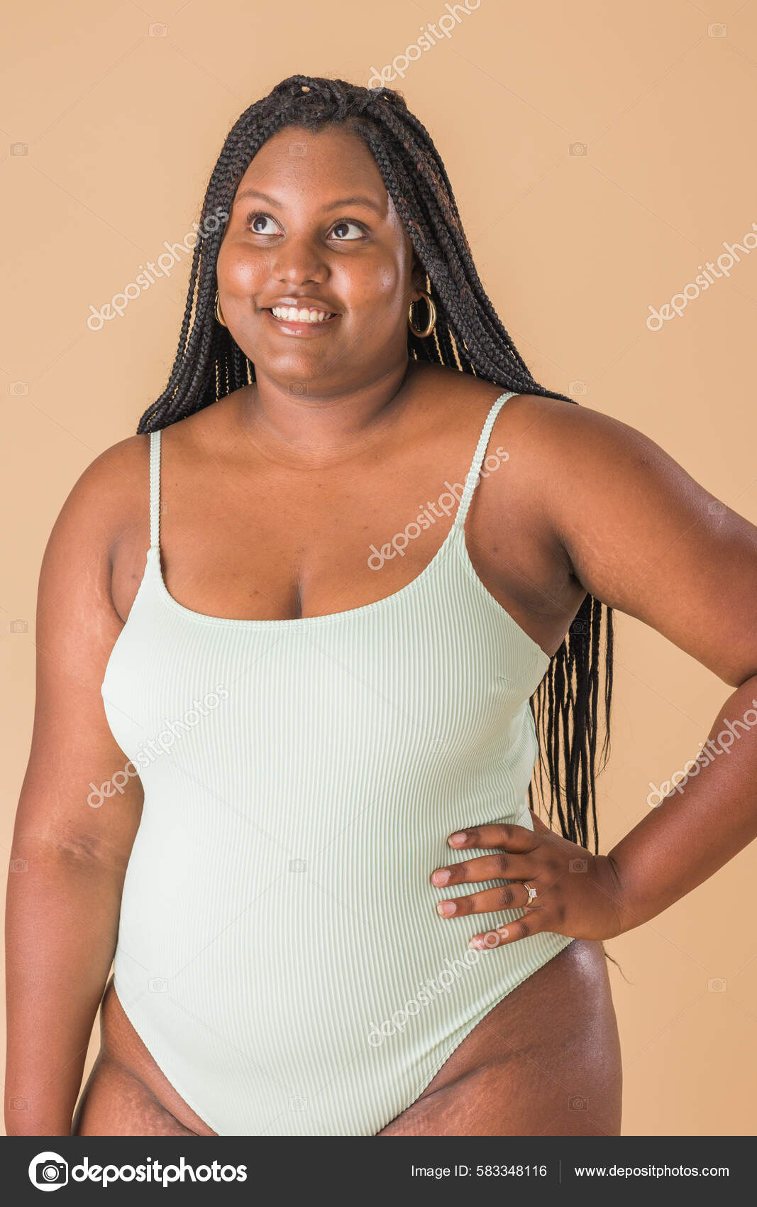 Beauty Caribbean Black African American Unaltered Imagery Studio Underwear  Body Stock Photo by ©Sangiao_photography 583348116