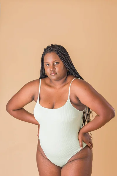 Beauty Caribbean Black African American Unaltered Imagery Studio Underwear Body — Foto Stock
