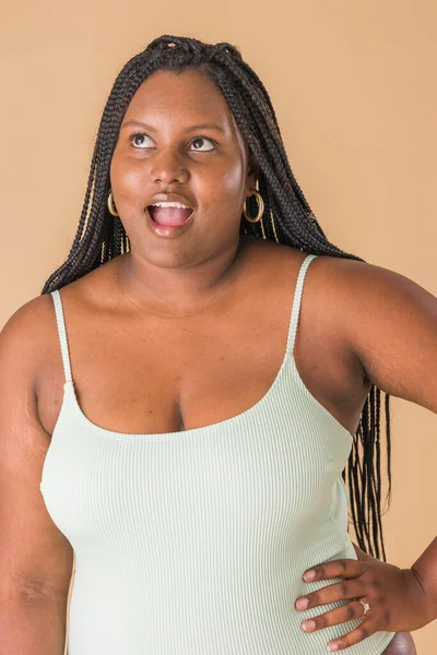 Beauty Caribbean Black African American Unaltered Imagery Studio Underwear Body — Fotografia de Stock