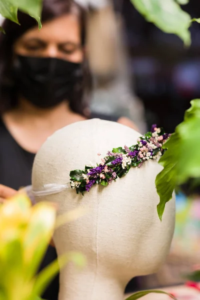 Flower Shop Small Business Professional Doing Fresh Romantic Wedding Decor — Stockfoto