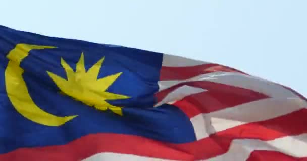 4k Malaysia flag is fluttering in wind. — Stock Video