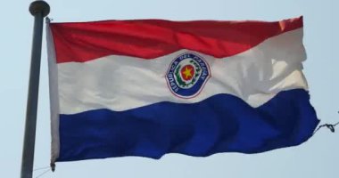 4 k Paraguay bayrak Rüzgar içinde çırpınan.
