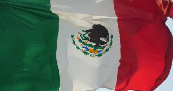 4k mexico flag is fluttering in wind. — Stock Video