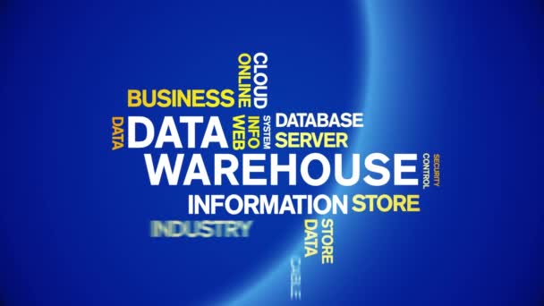 4k Data Warehouse Animated Tag Word Cloud, Conception de texte Big Data Boucle d'animation. — Video