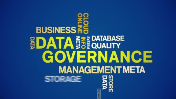 4k Data Governance Animated Tag Word Cloud, Текстовий дизайн Анімація безшовний цикл . — стокове відео