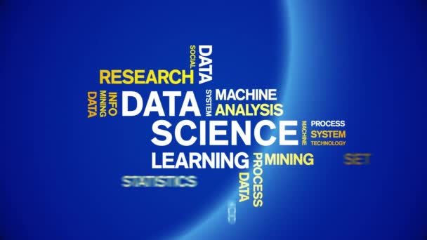 4k Data Science Animated Tag Word Cloud, Conception de texte Animation boucle transparente. — Video