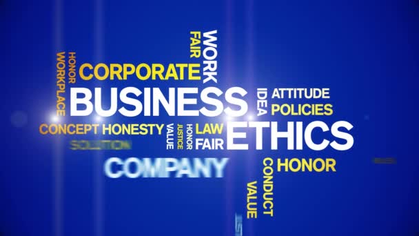 4k Business Ethics Animated Tag Word Cloud, Text Animation Design bezešvé smyčky. — Stock video