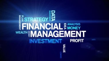 4k Finansal Yönetim Animasyon Etiket Kelime Bulutu, Metin Canlandırması kusursuz döngü.