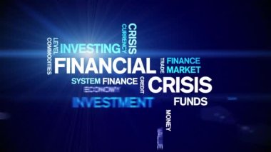 4k Finansal Kriz Animasyon Kelime Bulutu, Metin Tasarımı Kusursuz Döngü