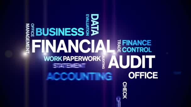 4k Financial Audit Animated Tag Word Cloud, Text Design Animation nahtlose Schleife. — Stockvideo