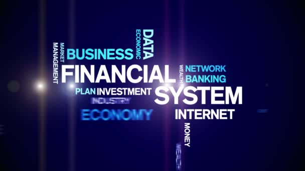 4k Financial System Animated Tag Word Cloud, Κείμενο Σχεδιασμός Κινουμένων σχεδίων αδιάλειπτη βρόχο — Αρχείο Βίντεο